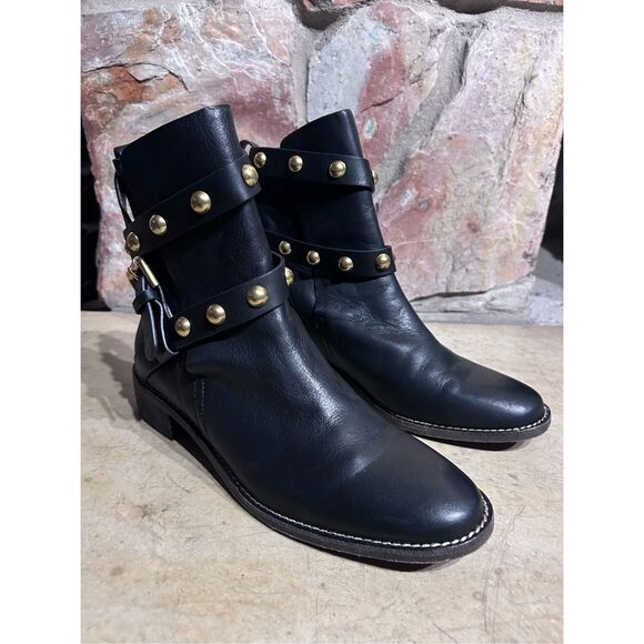 See by Chloe Studded Calf Skin Leather Ankle Booties Black Women's US Size 8 - Picture 4 of 12